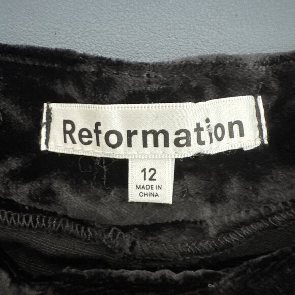 Reformation Women's 12 WES Wide Leg Velvet Pants Pleated Silk Bld NWT Ins. 32.5" - Picture 6 of 16